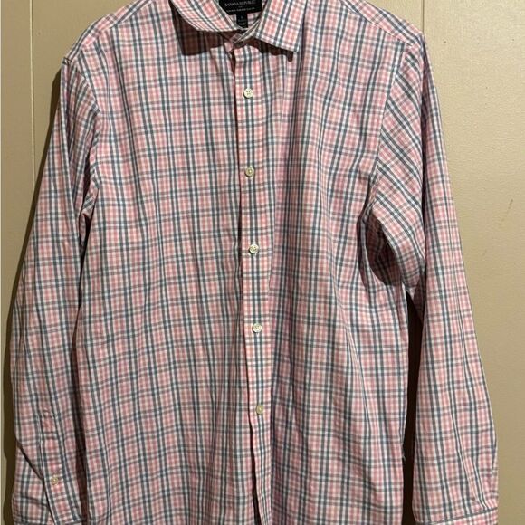 Bundle BANANA REPUBLIC LOT 2 Men Large Blue and pinkish red blue plaid Shirt - Picture 8 of 13